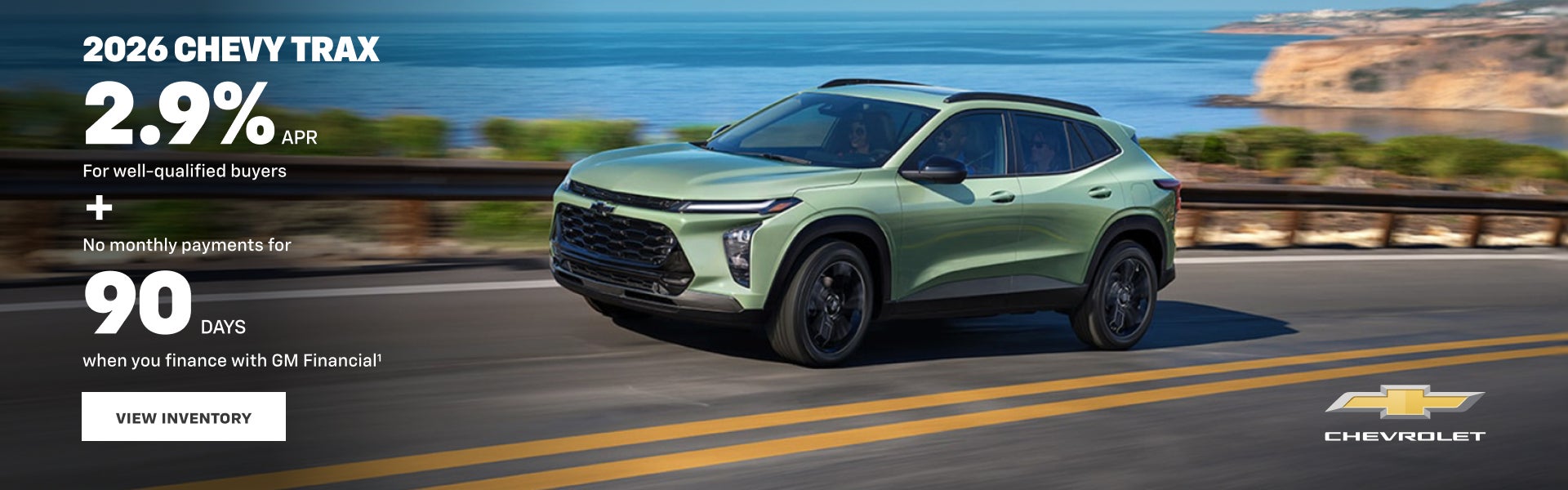 Chevy Trax 2026. 2,9 % TAE para compradores con buena calificación crediticia + Sin pagos mensuales durante 90 DÍAS al financiar...